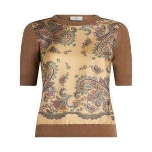 Etro Short-Sleeve Silk And Wool-Cashmere Sweater - NWT